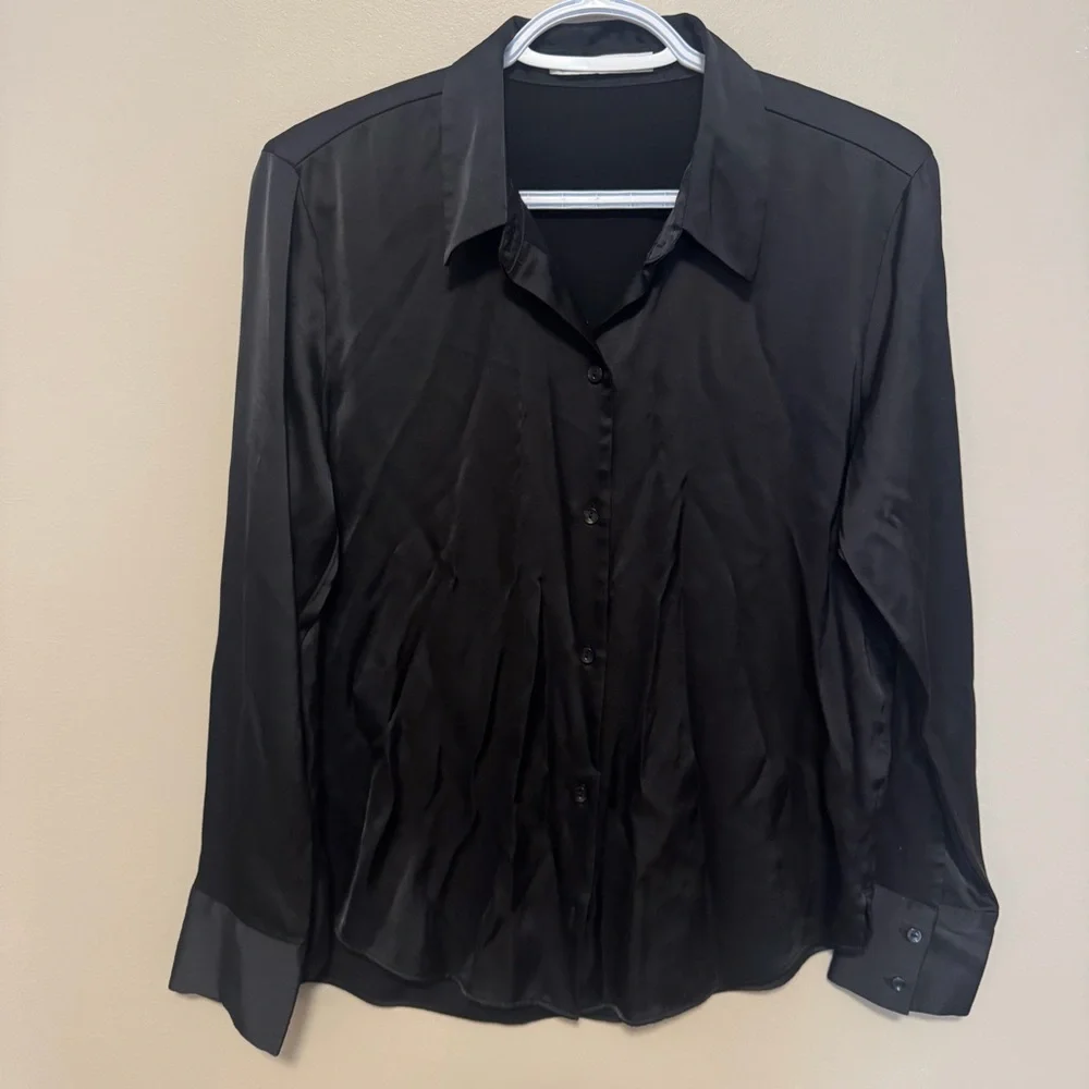 Abercrombie & Fitch Black Satin Blouse - Women’s Small - Picture 2 of 9
